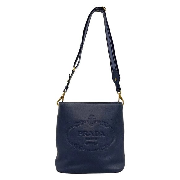 Prada Handbags - PRADA - Blue Leather Shoulder Bag